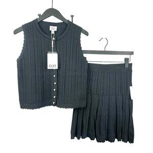 NWT EDIT by Jason Wu Knit Vest Pleated Midi Skirt Set Size S Dark Academia